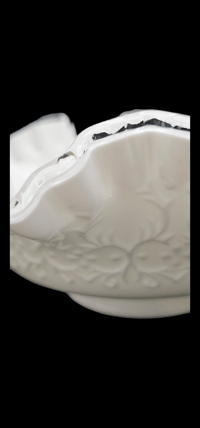 Image 6 of Fenton Silver Crest Spanish Lace Milk Glass Dish