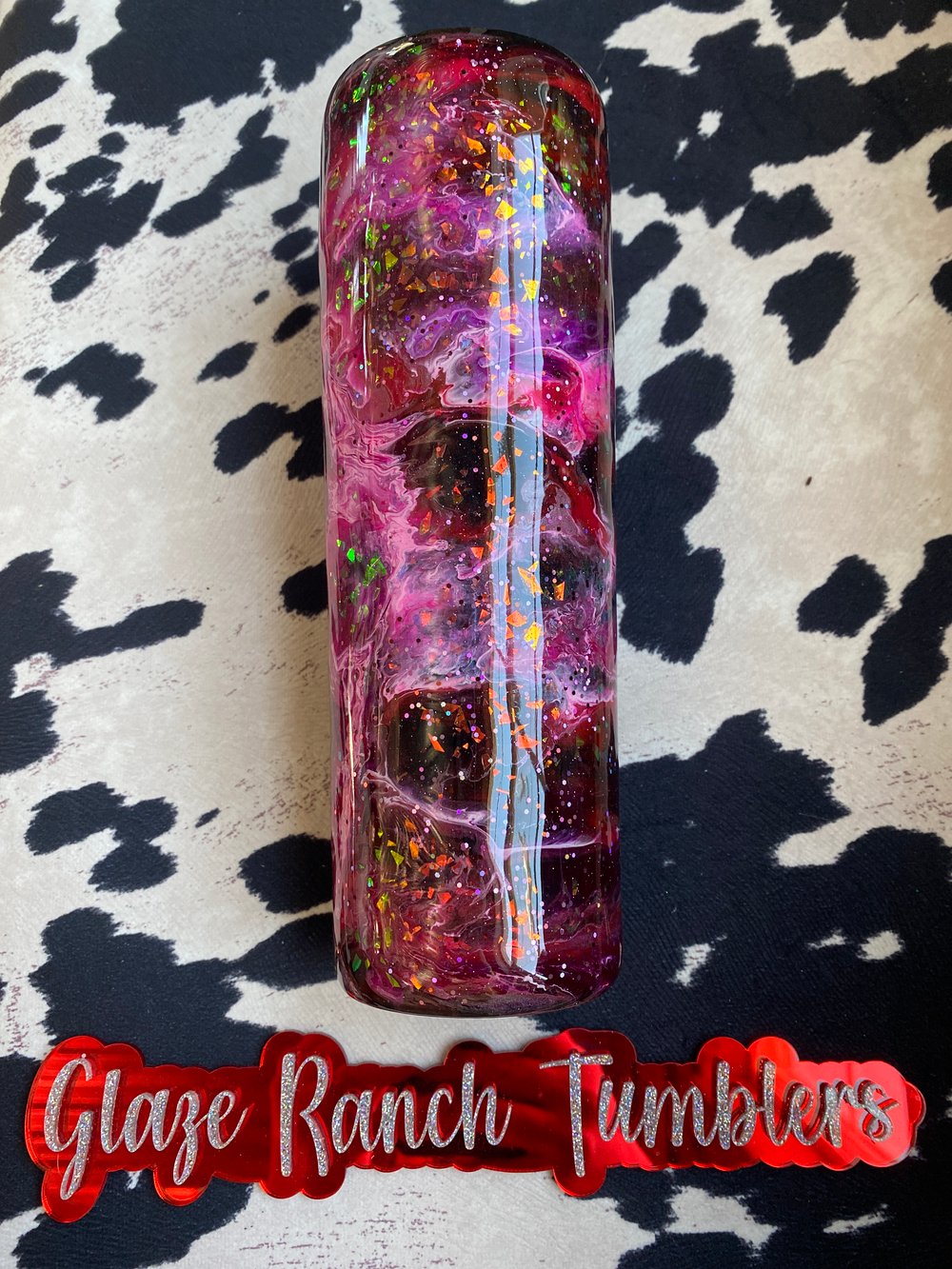 30 oz Red/pink ink/glitter