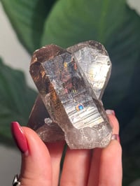 Image 3 of SELF STANDING NATURAL TWIN RUTILE SMOKEY QUARTZ POINT -BRAZIL- H