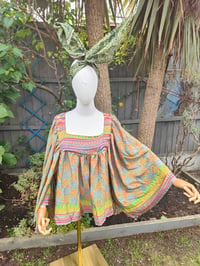 Image 4 of Boho head wrap with Wire - sari fabric -green