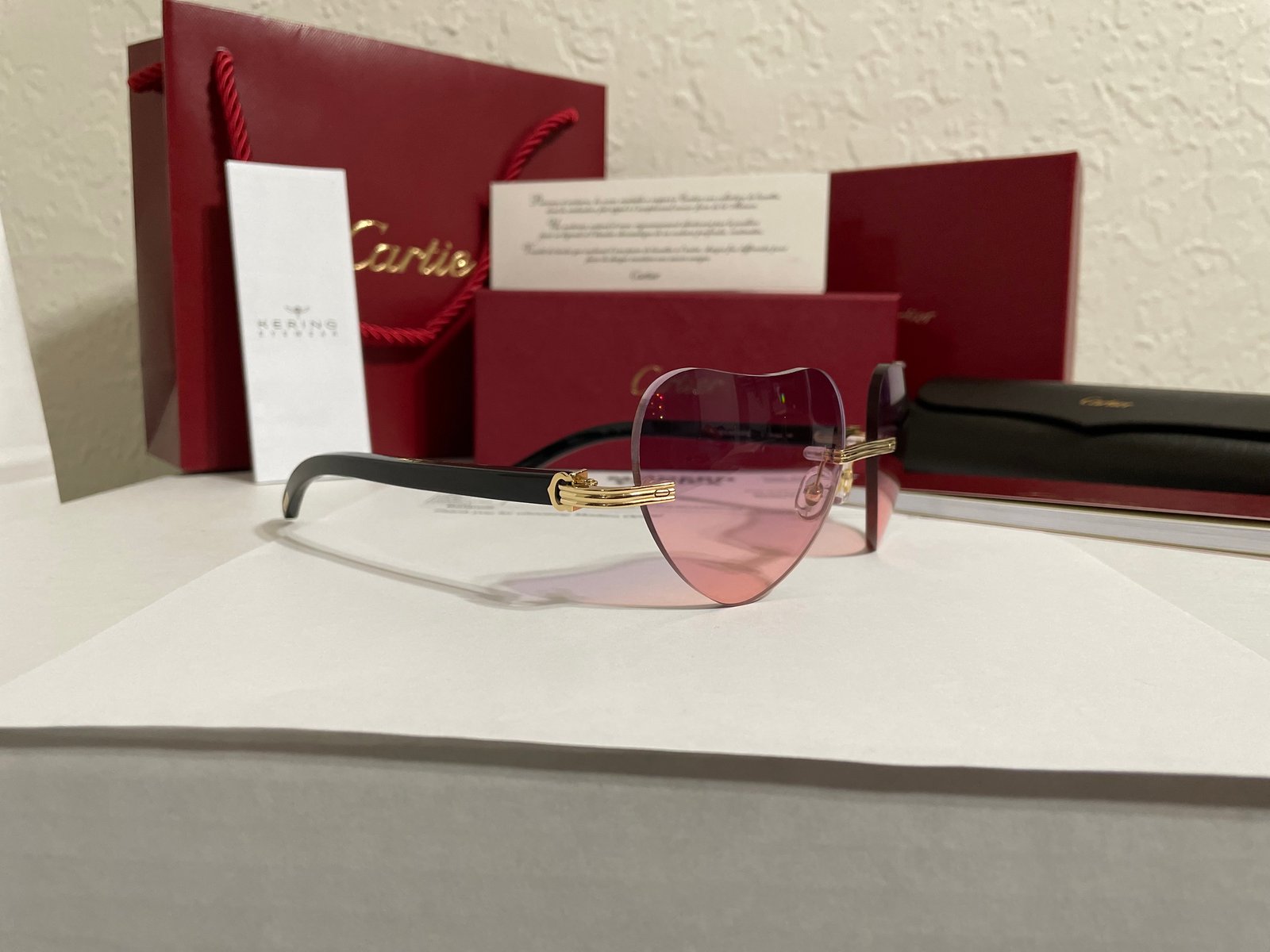 最終　Cartier 専用ケース付き NEW AUTHENTIC CARTIER Soft Case Black & Grey Sunglasses HARD