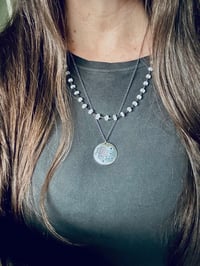 Image 3 of sapphire pendant with hand engraved Rumi quote