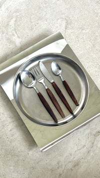 Image 1 of Lot de 24 couverts manche en teck