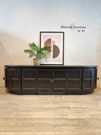 Image 1 of Long Curved Nathan Sideboard in Black with Antique Bronze Handles