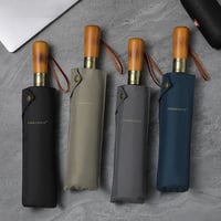 Image 4 of Parachase Automatic Umbrella Rain Women Men 105cm Double Layer Windproof Umbrella Wood Handle 10 Rib