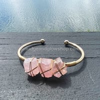 Image 3 of Raw Crystal Cuff Bangle Bracelets 