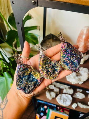 Image of Rainbow aura geode necklace 