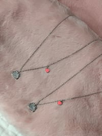 Image 3 of Pink heart k necklace 