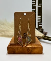 Image 1 of Delicate dried flower and resin earrings 