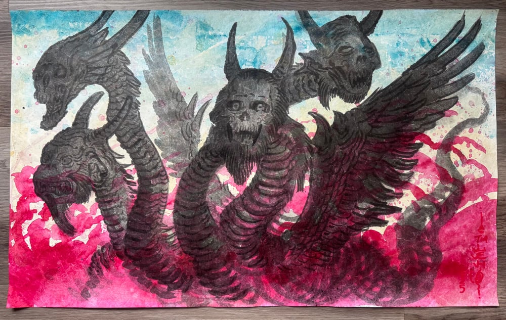 Image of Tim Lehi “Multi Headed Beast” Painting