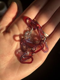 Image 3 of 16.25” Blue Phoenix Chain + Glass Faceted Charm + Sterling Silver Chain Choker