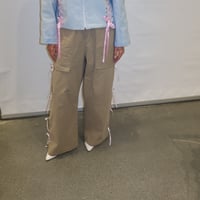 Image 4 of tied up cargo pant- olive 