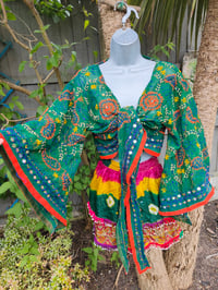 Image 1 of Stevie Embroidered- Forrest green orange trim