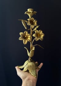 Image 3 of Magnifique candélabre d’église dit « bouquet » avec 1 feu et 3 fleurs de lys, début 1900