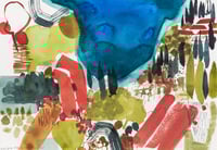 Image 1 of Looking down toward the Straits of Corfu original unframed watercolour painting 