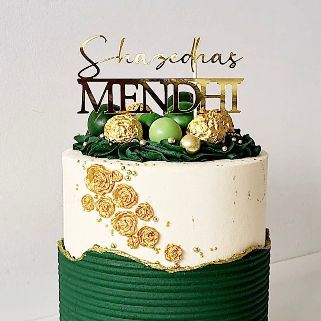 Ne_Cooks 🎂 | 🌿 Mehendi theme cake 🌼🌷 . . . . . . . . . #dholkicake  #weddingcake #weddingseason #mayyothemecake #alledible #handcrafted  #yummy... | Instagram