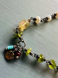 Image 9 of pearl and gemstone charm bracelet . sterling and 22k gold