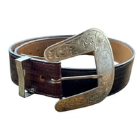 Image 1 of Montana Silversmiths German Silver Leather Western Belt