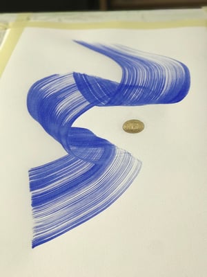 Gold and blue - 54x75 cm, acrylic and 23,75 carat gold on aquarelle paper