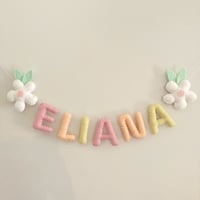 Image 1 of Bloom' Flower Name Garland - Pastel Sunset with Celadon Leaves