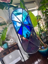 Image 4 of Modern Geometric Stained Glass Suncatcher - Colorful Abstract Window Hanging - Handmade Glass Art