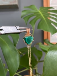 Image 4 of Gold Malachite Heart Crystal Necklace
