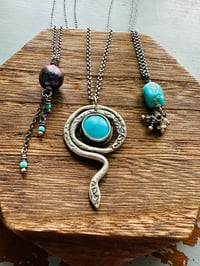 Image 9 of Sleeping Beauty turquoise pendant with gemstone fringe