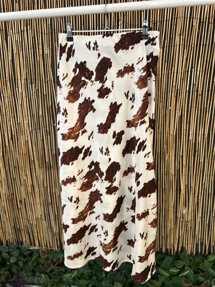 Image of Cow print midi skirt