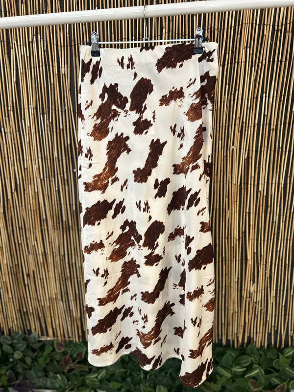 Image of Cow print midi skirt