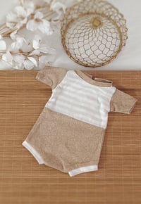 Image 3 of Newborn boy bodysuit for photoshoot | Noah | neutral beige and brown