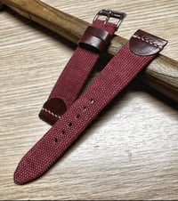 Image 1 of Red Canvas & Red Shell Cordovan Watch Strap