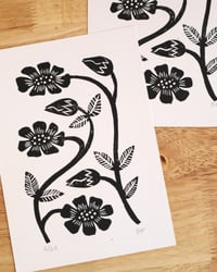 Image 1 of 'Flowers Growing' Linocut