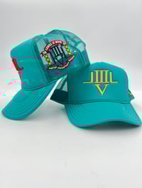Image 4 of LVL3 NYC JADE & GOLD TRUCKER HAT 