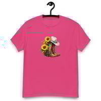 Image 11 of Unisex classic tee, Turquoise Sunflower Cowgirl Boots Tee