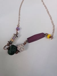 Image 1 of Magenta & Green Statement Necklace Of Handcrafted Beads