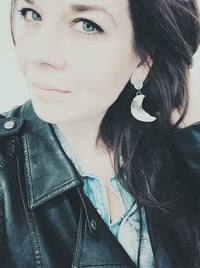 Image 2 of large sterling silver Crescent Moon Earrings