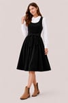 Black Corduroy Pinafore Dress with free postage 