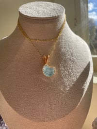 Image 2 of Gold Aquamarine  Moon Crystal Necklace