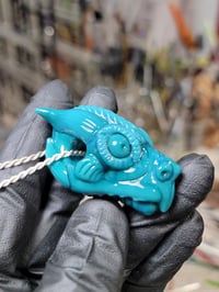 Image 8 of Small size Opaque Aqua solid DragonHead Pendant