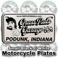 Image 1 of NEW! Small EMBOSSED Motorcycle Plates!! (Black & White)