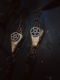 Image 5 of Labradorite and bone pentagram earrings 