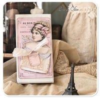 Image 5 of Vintage Style box of vintage French lace samples buttons cotton reels