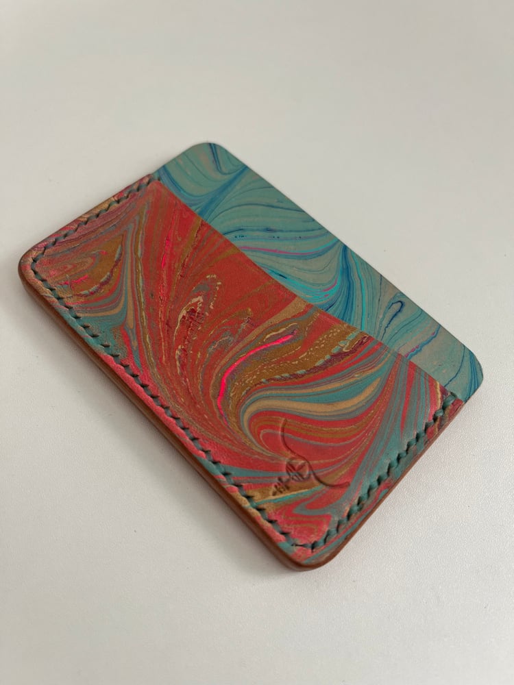 Image of Marbled Horizontal Cardholder (Blue/Orange)