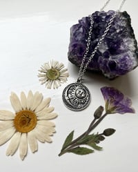 Image 1 of Silver Vintage Round Moon Sun Necklace