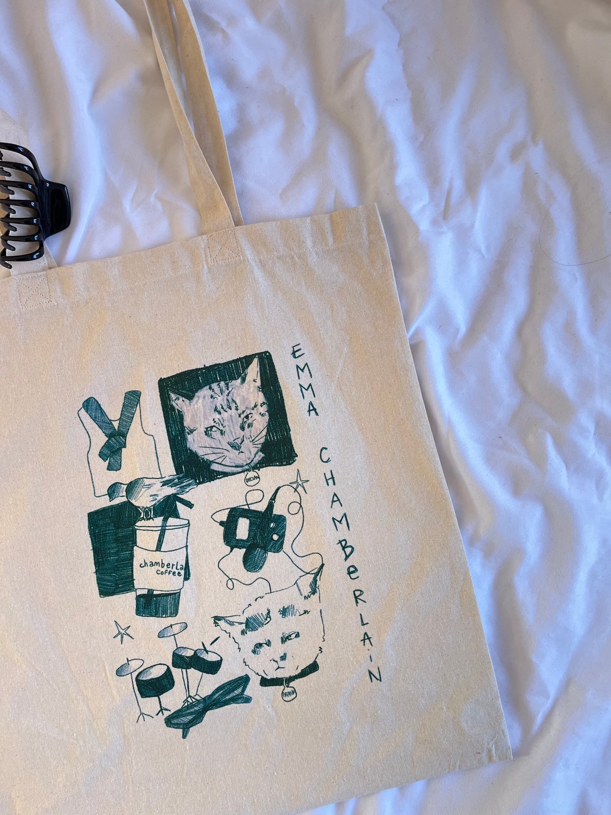 emma chamberlain's details tote bag luludrawww