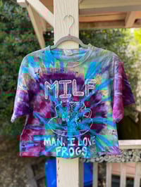 Image 1 of MEDIUM MILF Man I Love Frogs Tie Dye Crop Top Shirt I21