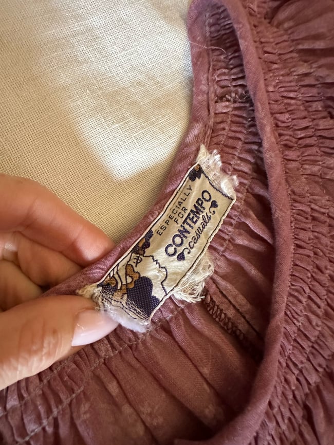 70s dusty rose voile poet sleeve blouse 