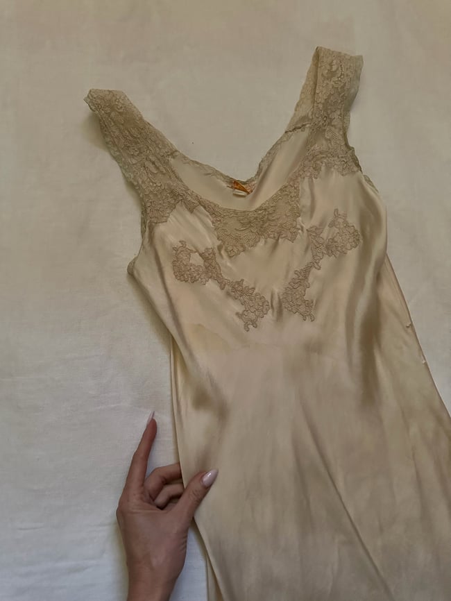 1920s 30s silk and lace slip dress gown lingerie