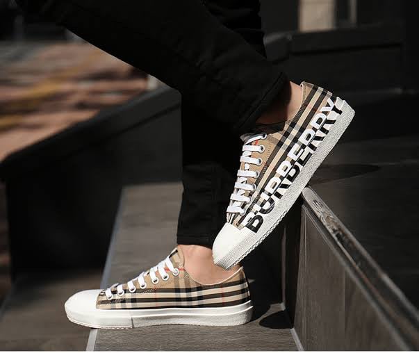 Burberry Logo Print Vintage Check Cotton Sneakers