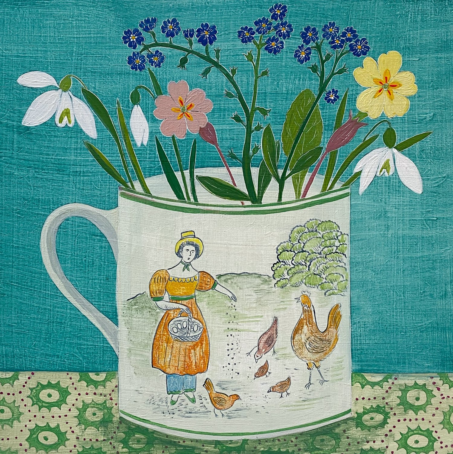 Image of Feeding the hens cup